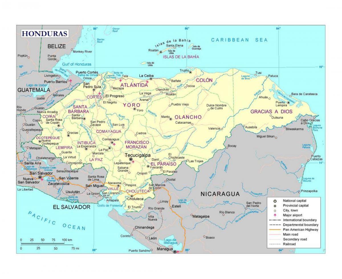 Honduras rzek mapie
