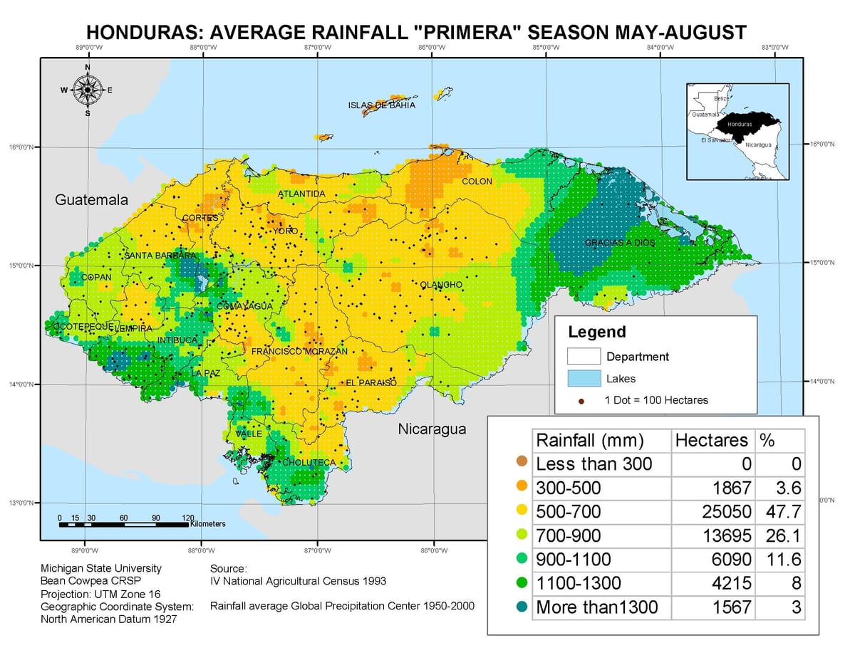 mapa Hondurasu klimatu