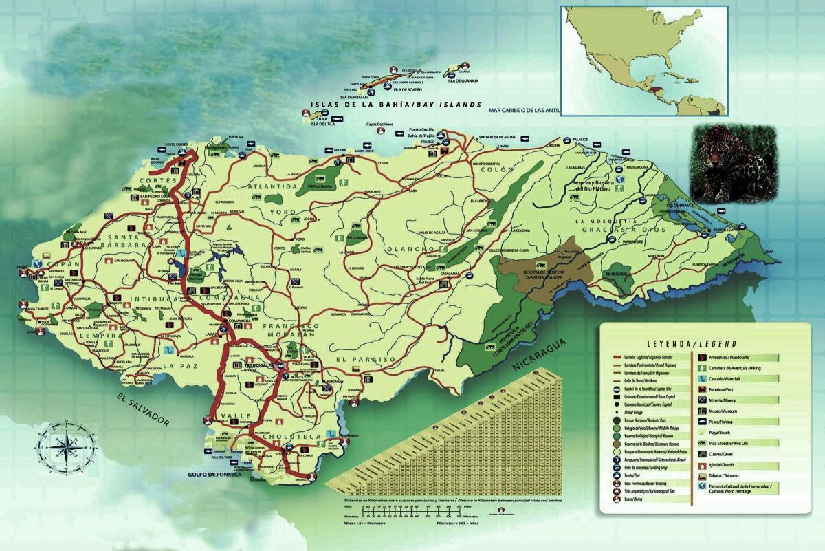 mapa Hondurasu geografii