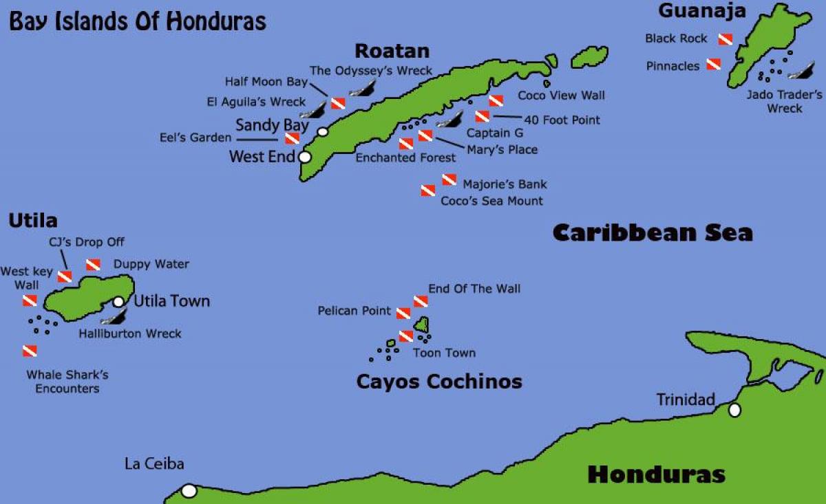 wyspy Hondurasu mapie