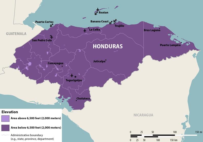 mapa Hondurasu zeke ' a