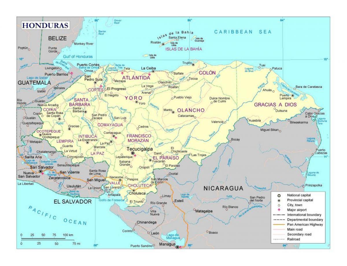 szczegółowa mapa Hondurasu