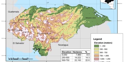 Mapa Hondurasu wysokości